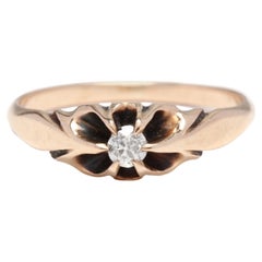 Victorian 10KT Yellow Gold & Diamond Belcher Engagement Ring