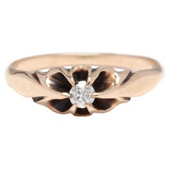 Verlobungsring aus viktorianischem 10KT Gelbgold mit Diamant-Gürtel