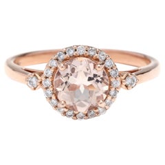 Bague en or rose 14 carats avec Morganite et diamants