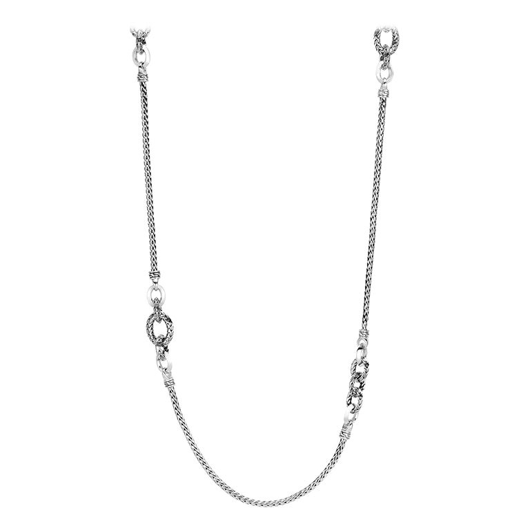John Hardy Classic Sterling Silver Chain Pendant Necklace with Diamonds ...