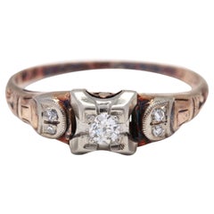 Retro 14YW Diamond Engagement Ring