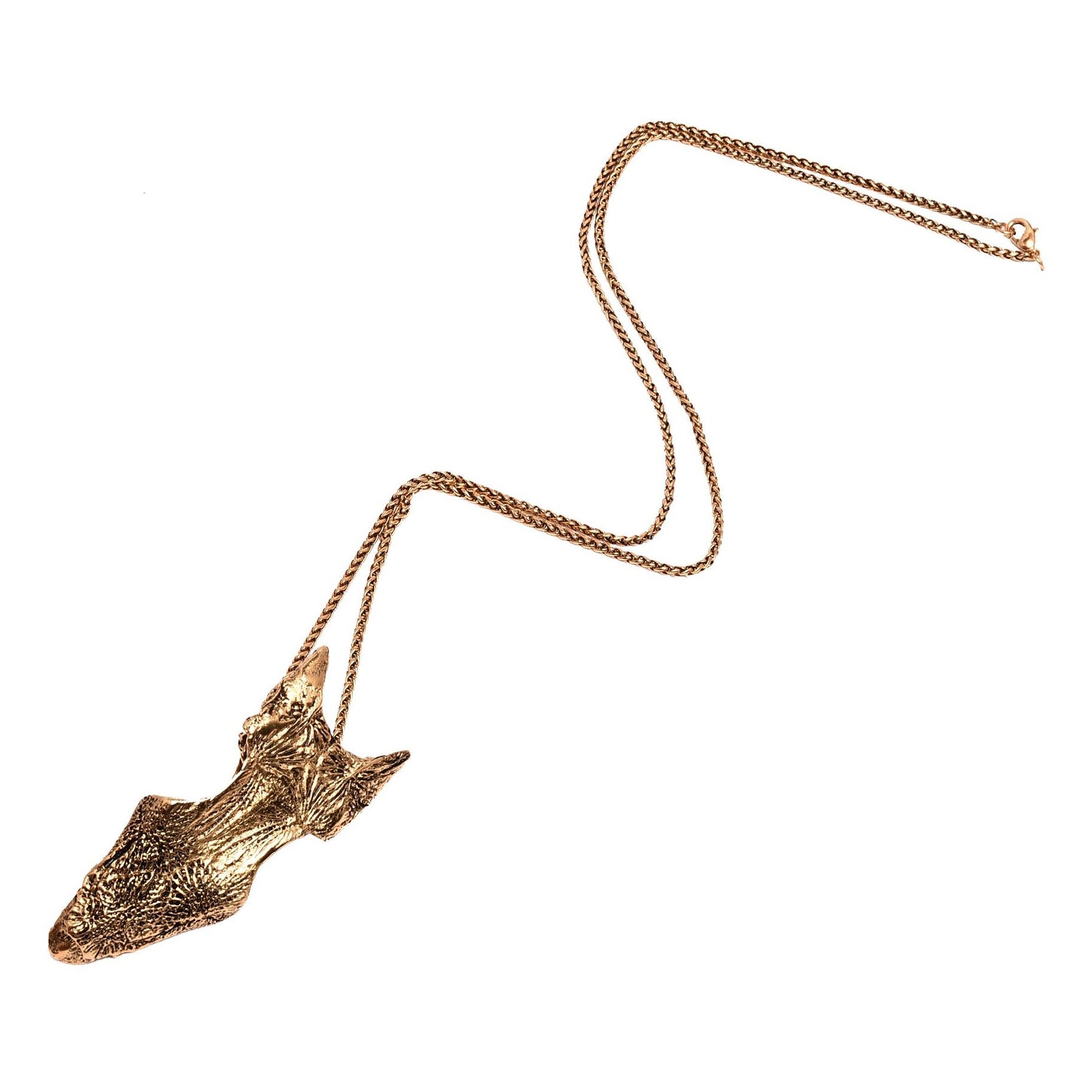 Fish Skull Pendant, Gold Plated For Sale