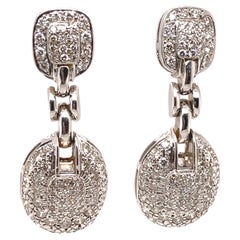 5.09ct Round Diamond Pave Dangle Earrings 18k White Gold 