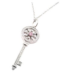 Tiffany & Co Kaleidoscope Fancy Pink White Diamond Key Pendant Platinum Necklace