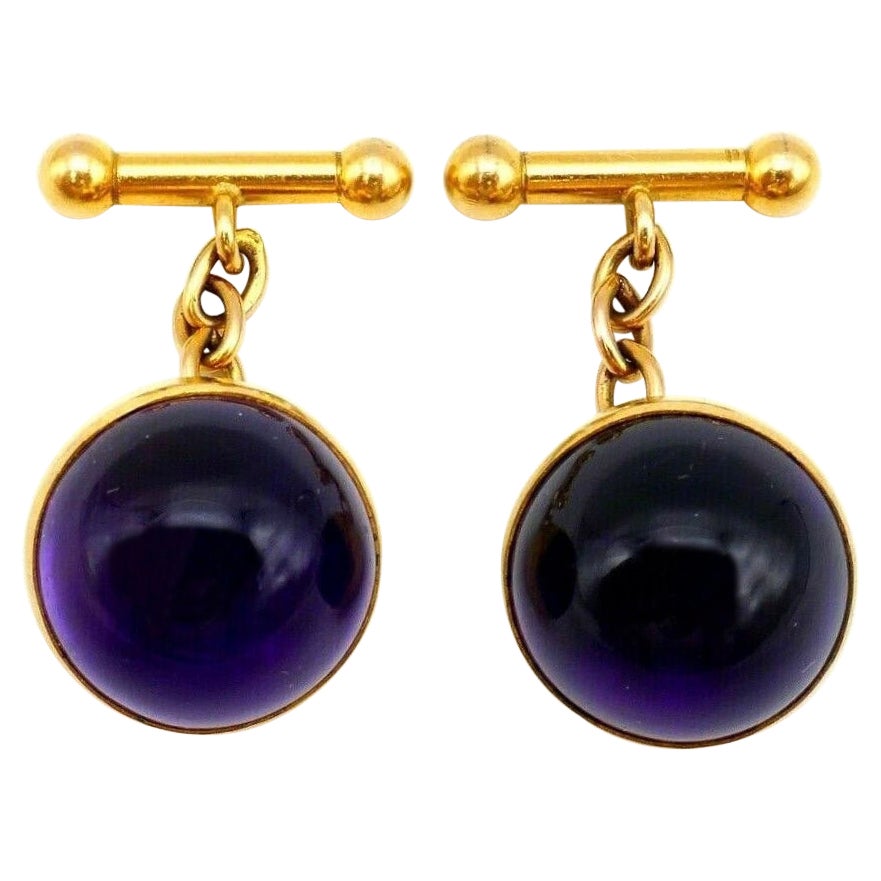 Antique Yellow Gold Amethyst Cufflinks 