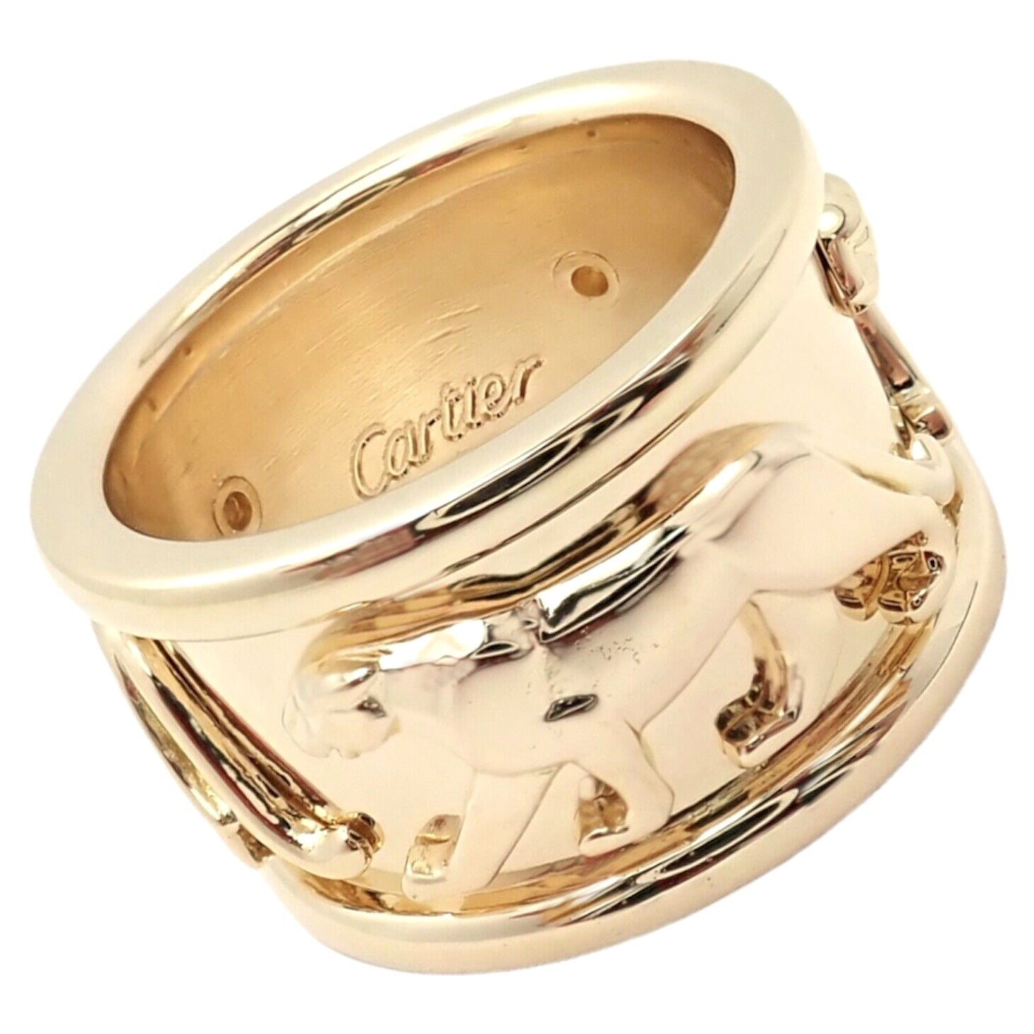 Cartier Walking Panther Panthere Band Yellow Gold Ring