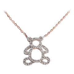 14k Gold Diamond Teddy Bear Charm Necklace
