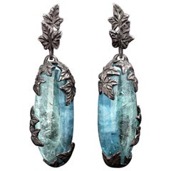 Aquamarine Blackened Silver Earrings Natural Blue Gems Ivy collection