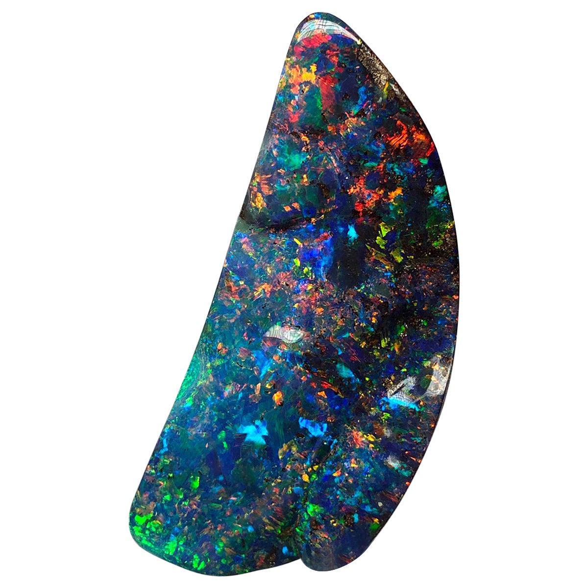 Großer australischer Freiformiger Opal Boulder Edelstein 47 Karat Neonblau SSEF zertifiziert im Angebot