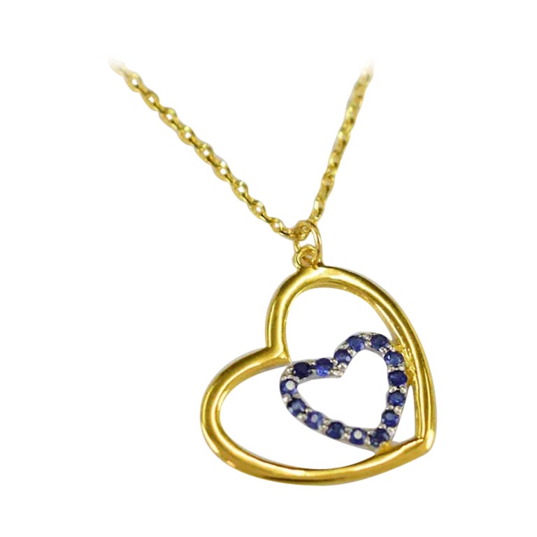 18k Gold Blue Sapphire Necklace Dainty 