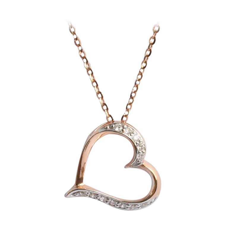14k Gold Diamond Heart Pendant Necklace 