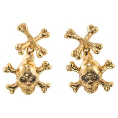 18Kt Pink Gold and Brown Diamonds Skull Cufflinks