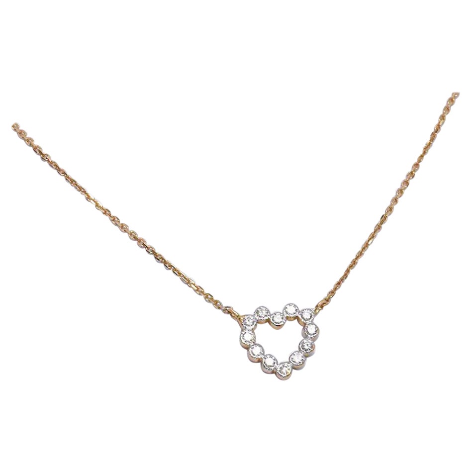 14k Solid Gold Diamond Heart Necklace Dainty Heart Necklace