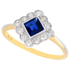 Antique Sapphire and Diamond Yellow Gold Cocktail Ring, Circa 1925