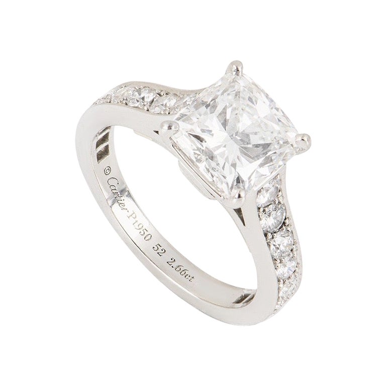 Cartier Platinum Diamond 1895 Solitaire Engagement Ring 2.66ct E/VS1