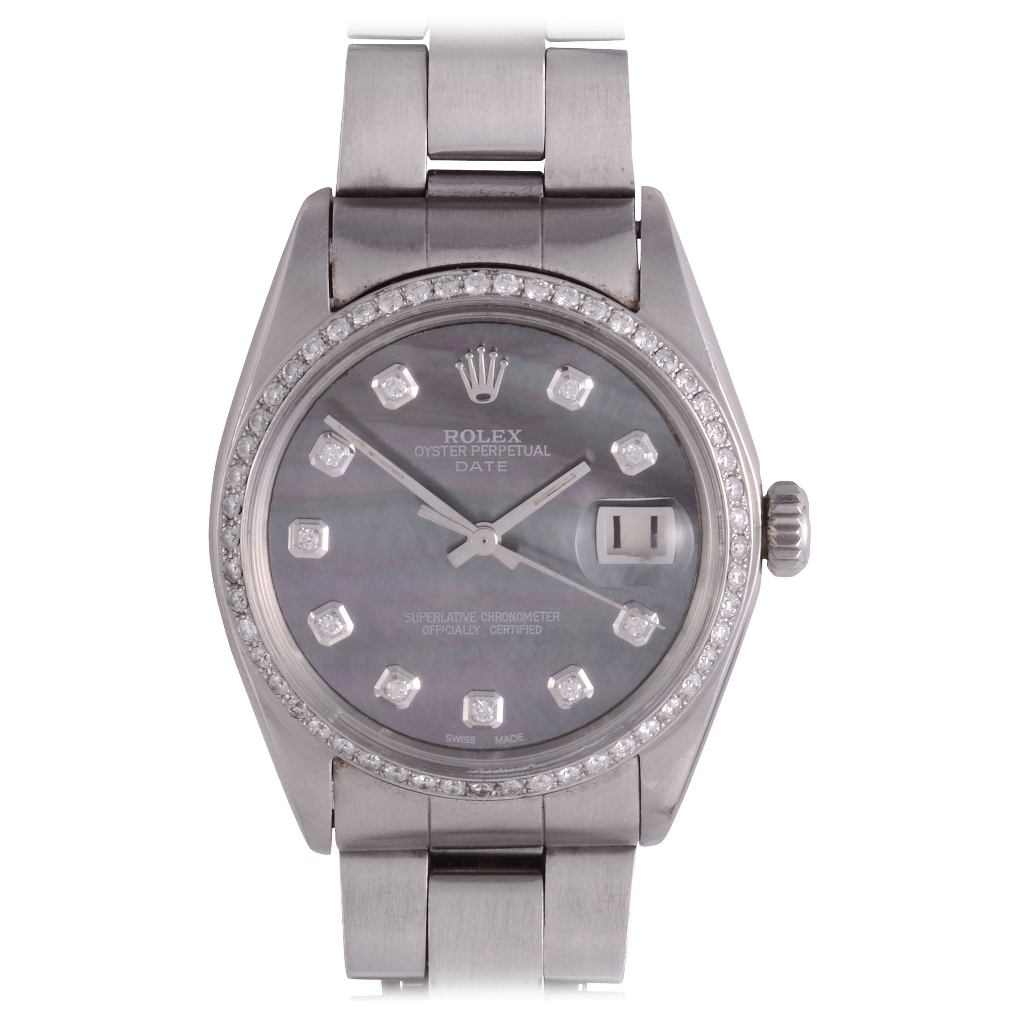 Rolex Oyster Perpetual Date Mother of Pearl Dial Wrist Watch
