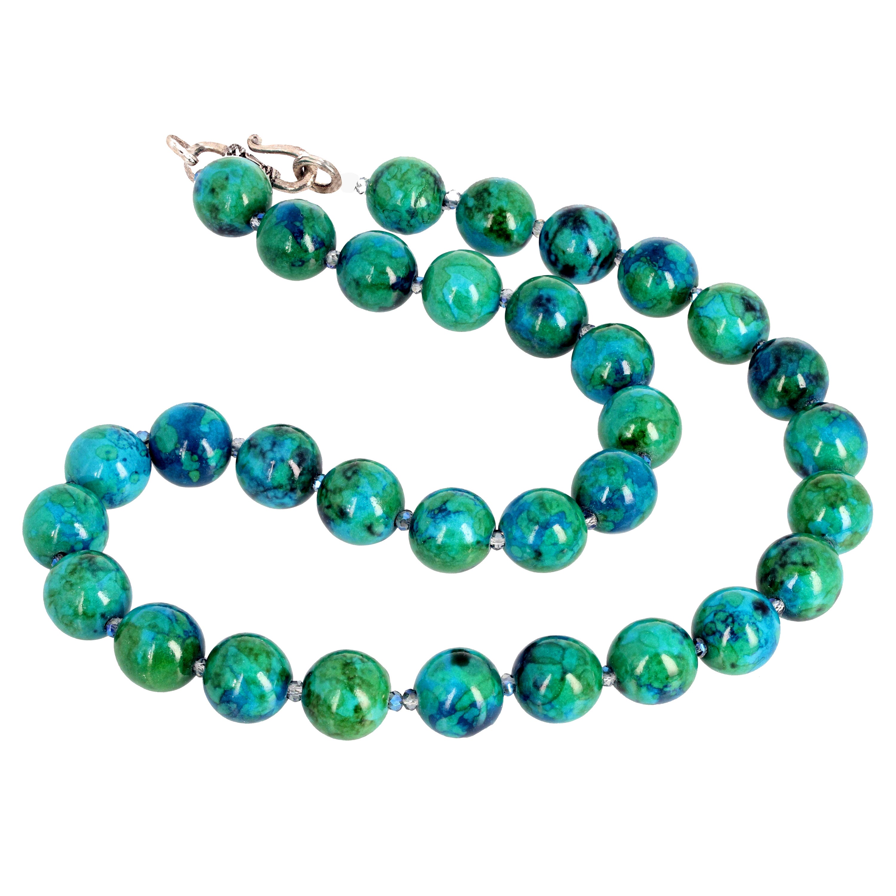 AJD Beautiful Glowing Natural Azurite Long Necklace