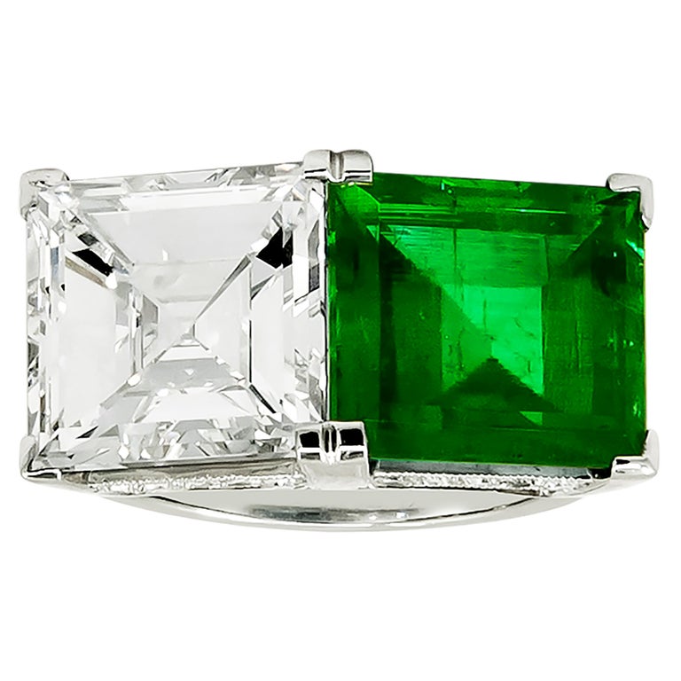 Tiffany & Co. Diamond, Emerald Twin Ring For Sale