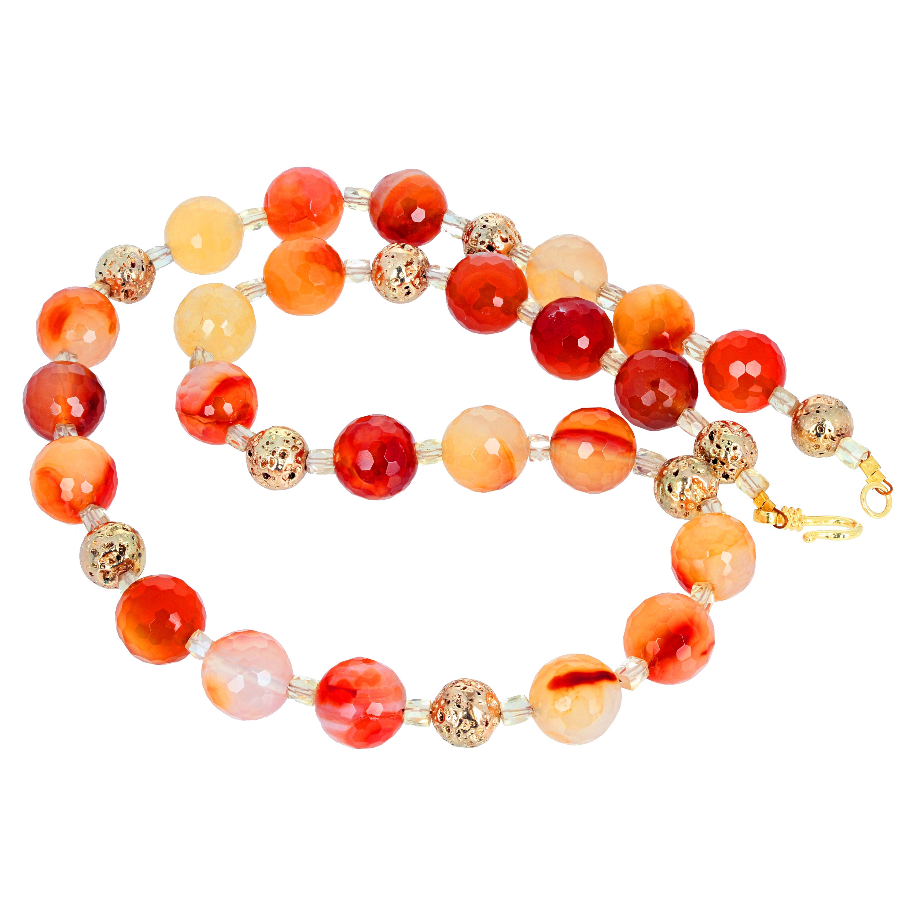AJD Natural Glistening Fire Agate & Real Citrine 23 1/2" Necklace For Sale