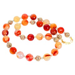 AJD Natural Glistening Fire Agate & Real Citrine 23 1/2" Necklace