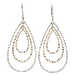 3.59 Carat 18k White Gold Jacob & Co. Teardrop Diamond Pave Chandelier Earrings