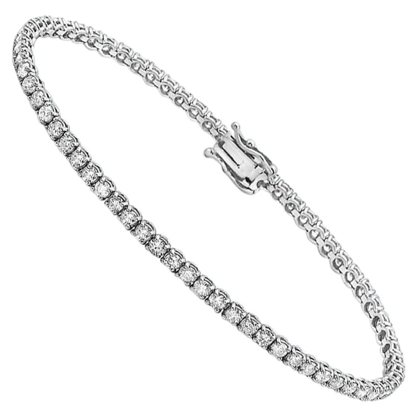 Bracelet tennis à 4 griffes en or 14 carats avec diamants naturels de 2,50 carats poids total de Capucelli