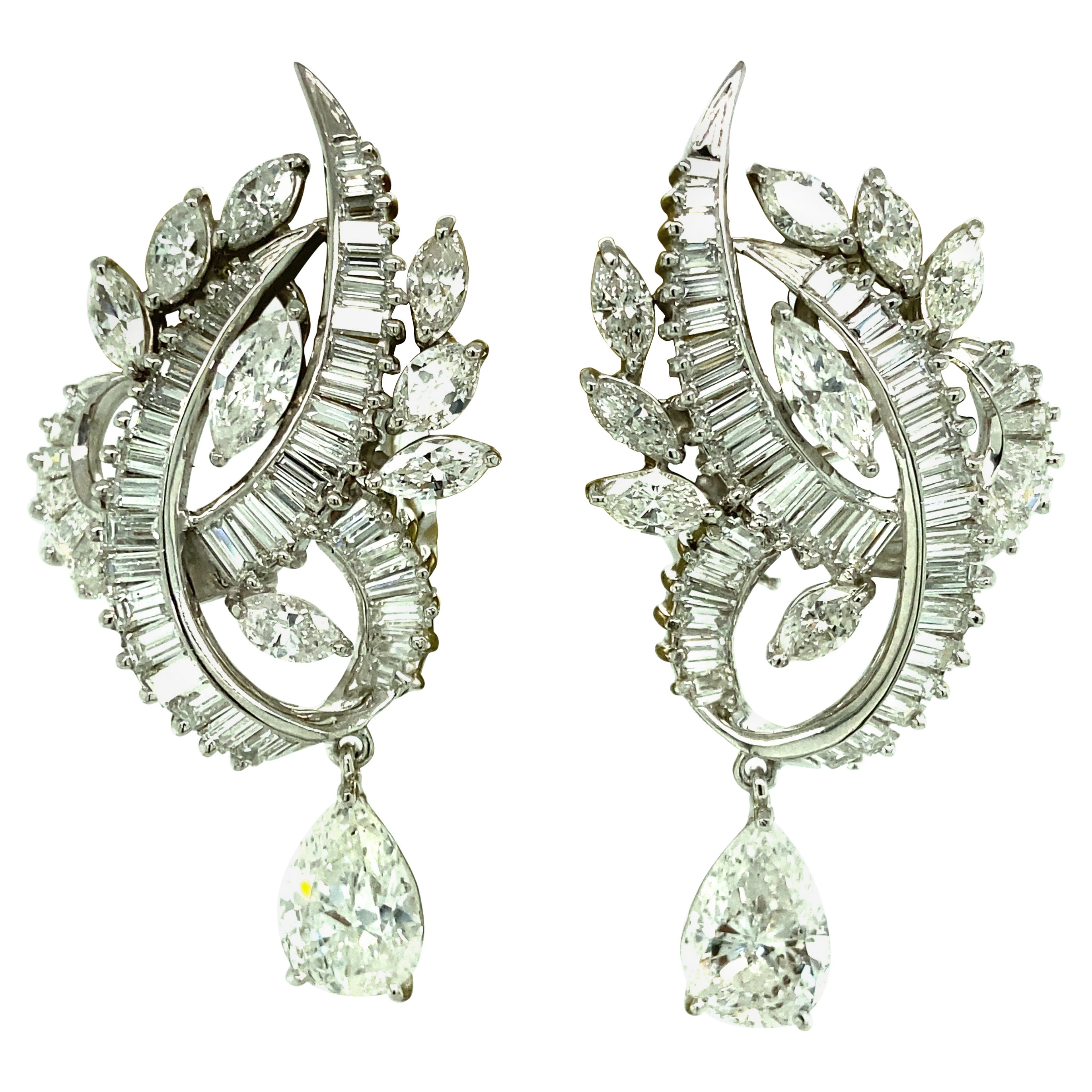 Platinum and Gold Diamond Earrings