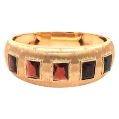 18 Karat Yellow Gold and Garnet Cuff Bracelet