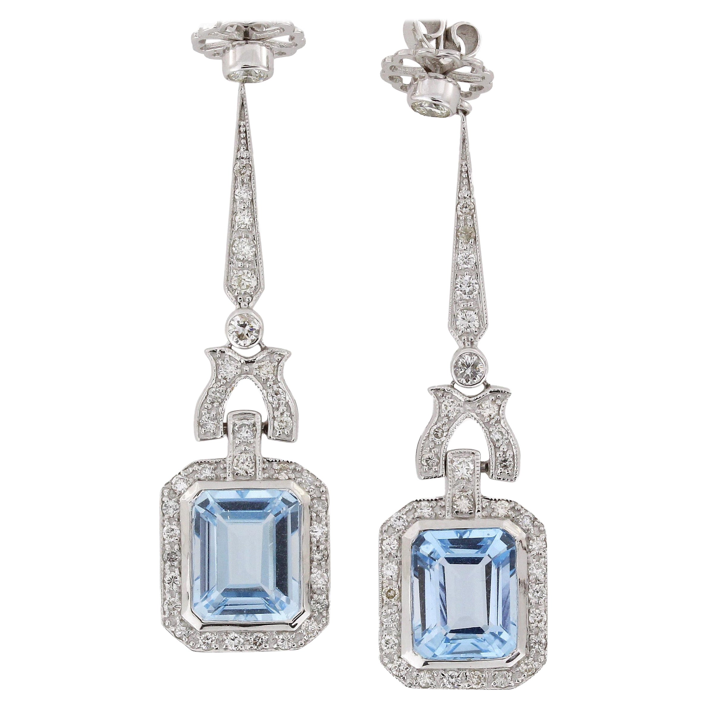 8.25 Carat Blue Topaz Drop Earrings