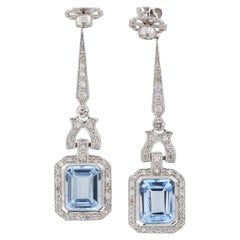 Boucles d'oreilles en goutte en topaze bleue de 8,25 carats