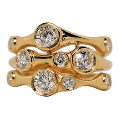 Bague à bulles en or jaune 18 carats sertie de diamants de 1,38 carat