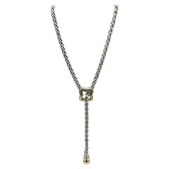David Yurman Sterling Silver & Gold Quaterfoil Lariat Drop Necklace