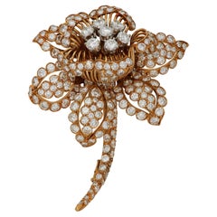 David Webb, a Magnificent Signed Diamond Flower Brooch, with 184 Round Diamonds