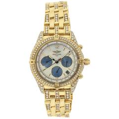 Breitling Yellow Gold Diamond Chronograph Automatic Wristwatch Ref K30012