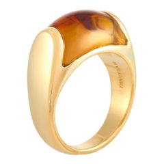 Bvlgari Bulgari Tronchetto 18 Karat Yellow Gold Orange Citrine Ring with Box