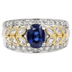 Roman Malakov 1.44 Carat Oval Cut Sapphire & Mixed-Cut Diamond Fashion Ring