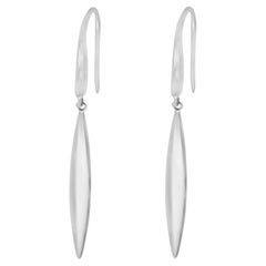 Tiffany & Co 18K White Gold Feather Hook Dangle Earrings