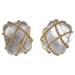 Pendientes con clip de cristal transparente Seaman Schepps