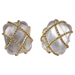 Seaman Schepps Clear Crystal Clip on Earrings