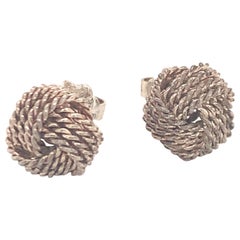 Tiffany & Co Estate Sterling Silver Love Knot Earrings 2.8 Grams