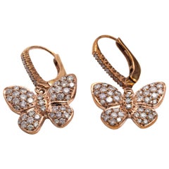 Pair of Pink Diamond and Diamond Butterfly Earrings