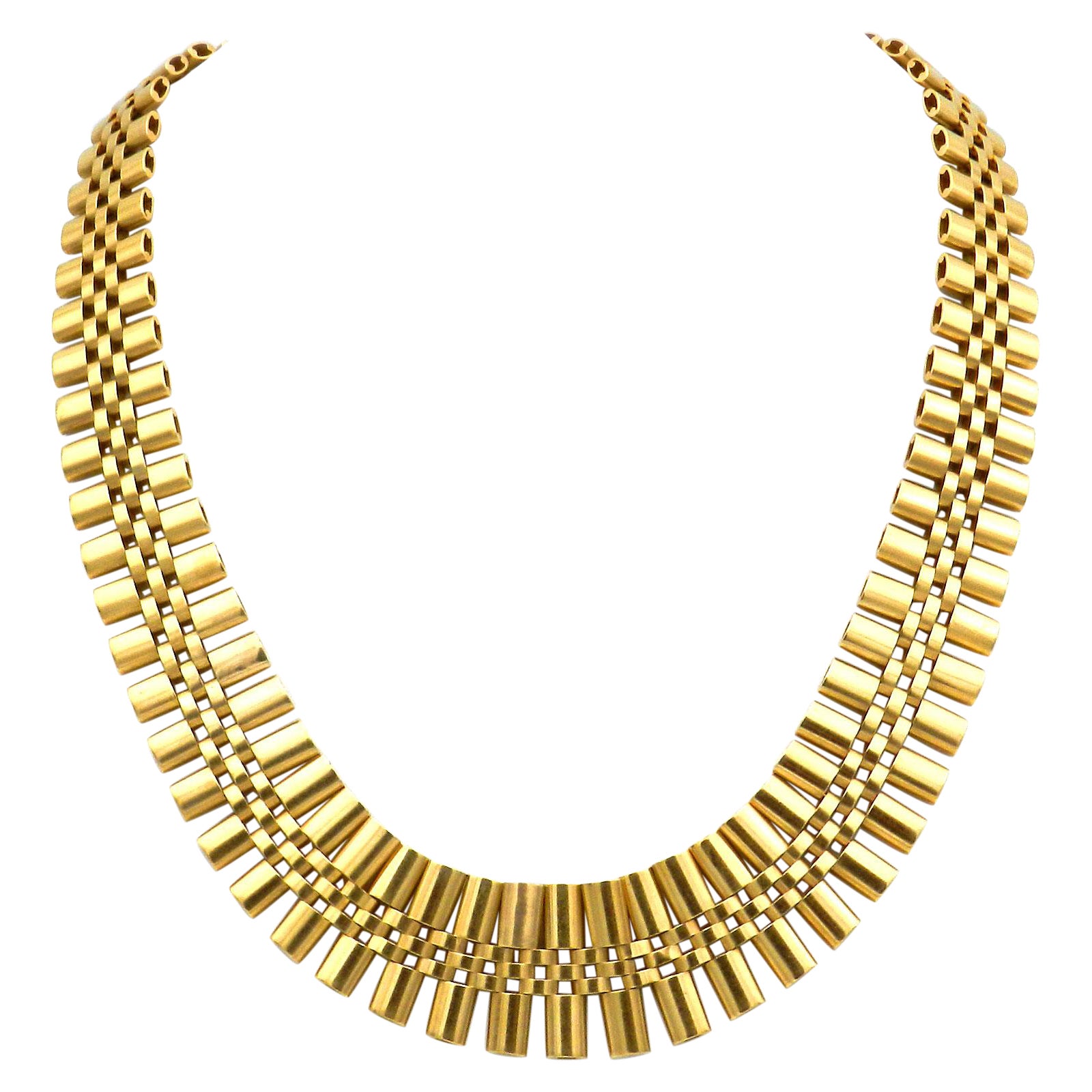 Retro 18K Gold Collar Necklace, circa 1960 For Sale