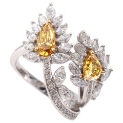 Intense Yellow Diamonds and White Gold Ring