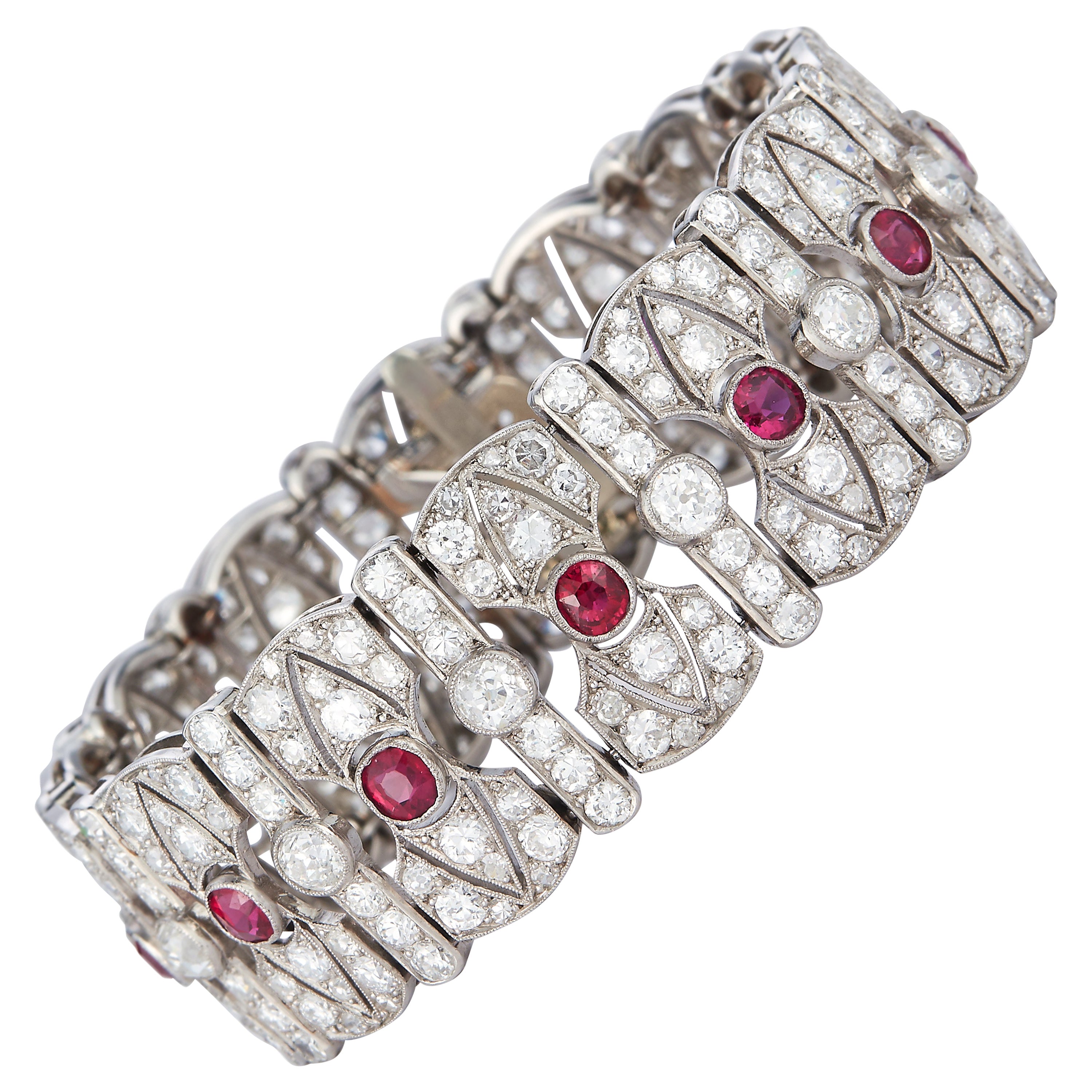Ruby and Diamond Bracelet in 18K White Gold For Sale