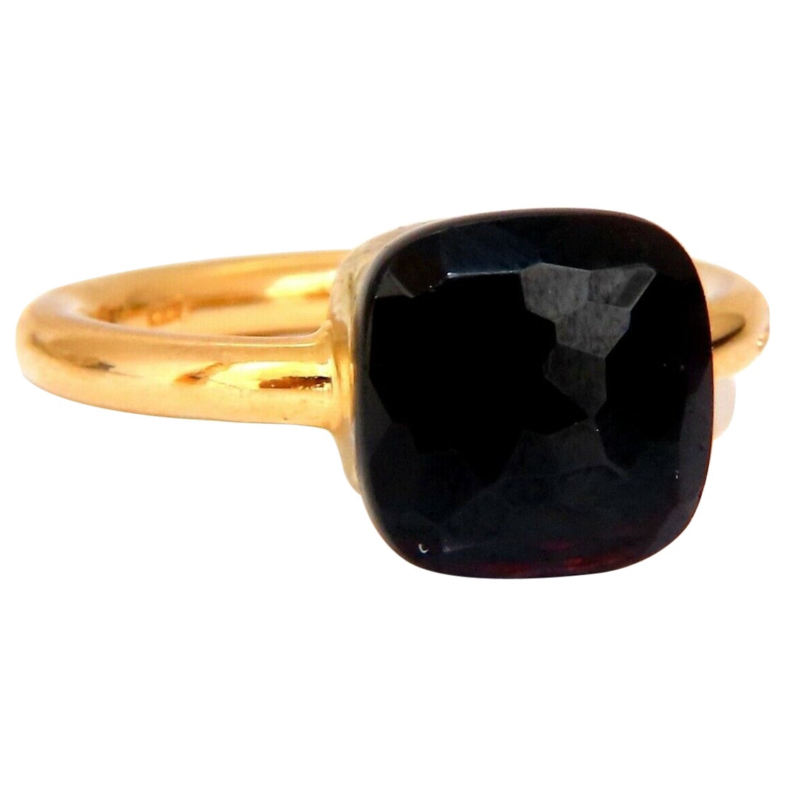 Designer Natural Jet Black Onyx Ring 18 Karat For Sale