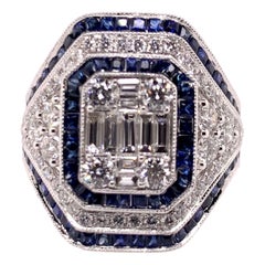 18k White Gold Sapphire & Diamond Wide Band Ring