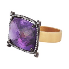 Parulina Cushion Cut Amethyst Ring in 14K Gold