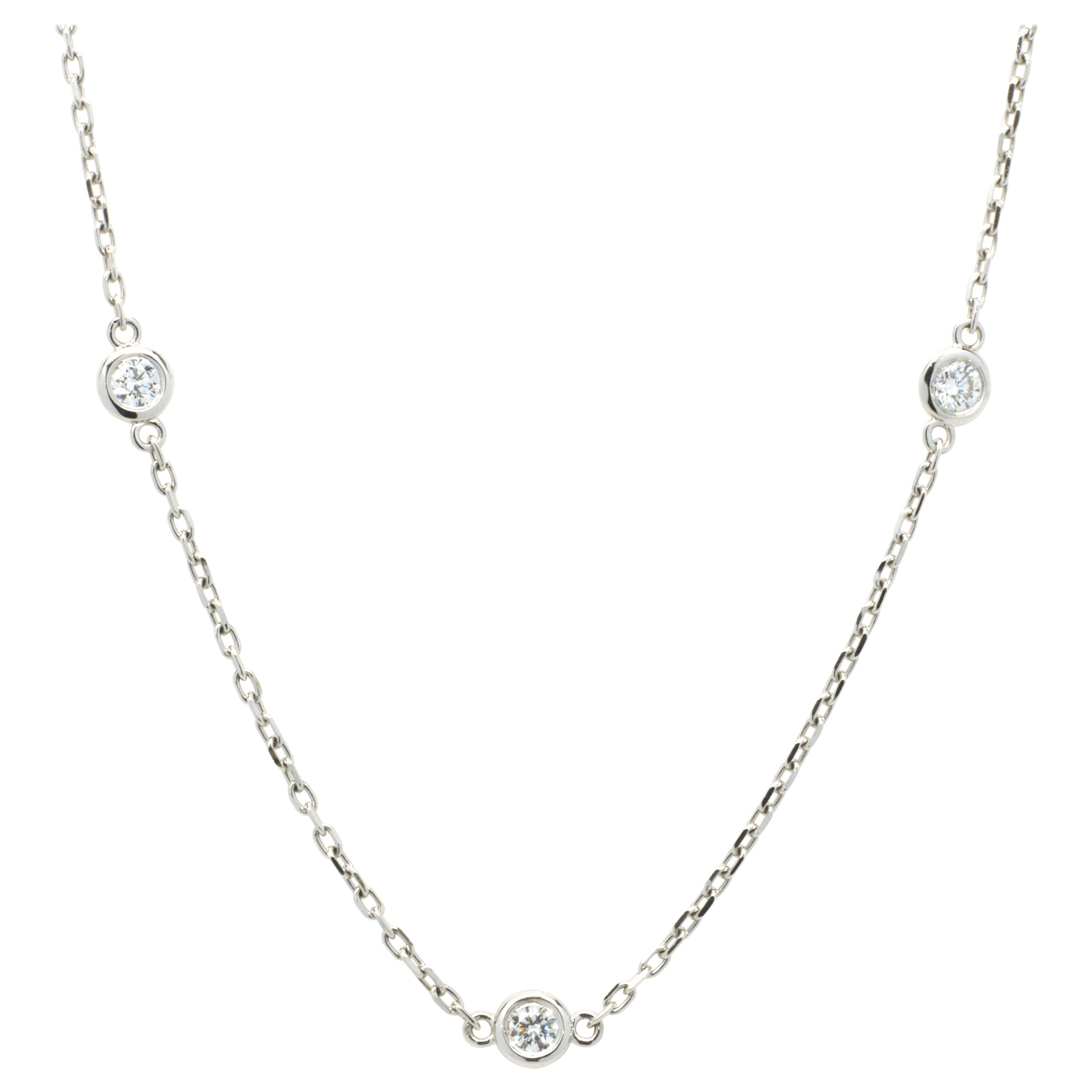 Collier au mètre en or blanc 18 carats et diamants en vente