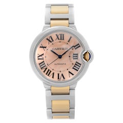 Damenuhr Cartier Ballon Bleu 18 Karat Roségold Stahl Rosa MOP Zifferblatt W6920033