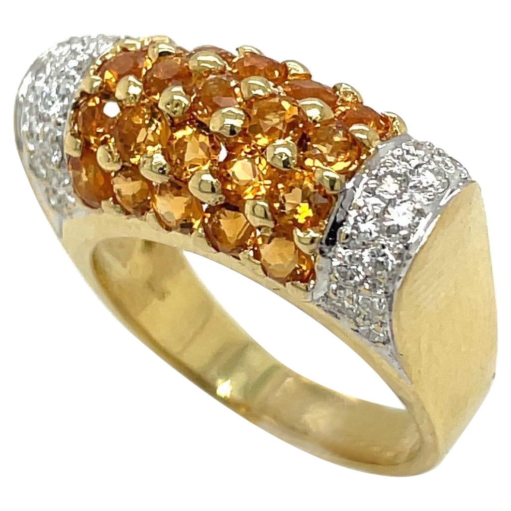 Bague en or jaune 18 carats avec citrine de 1,50 carat et diamant de 0,43 carat en vente